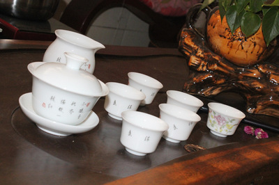德化廠家直銷陶瓷茶具 8頭金牡丹花色套組低價優惠